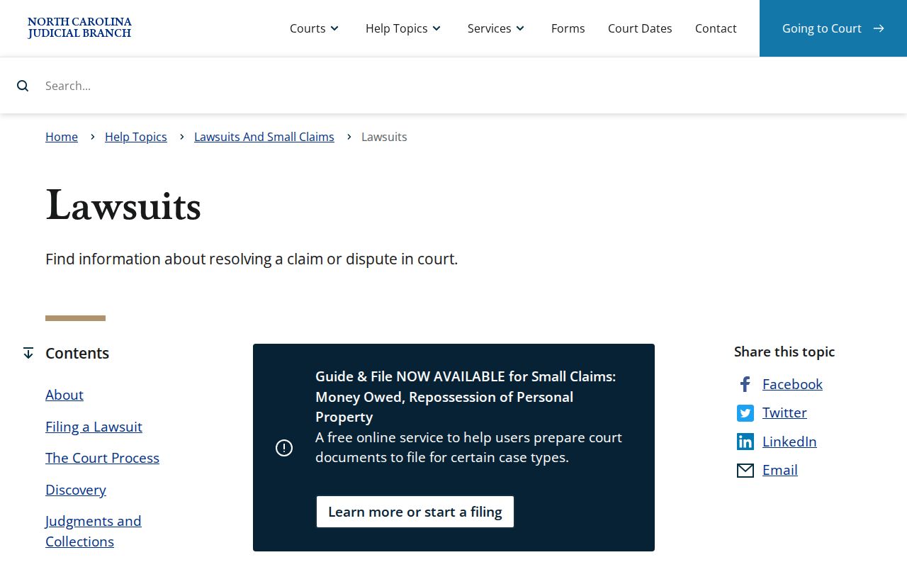 North Carolina civil lawsuits information relevant to Hertford County civil dockets