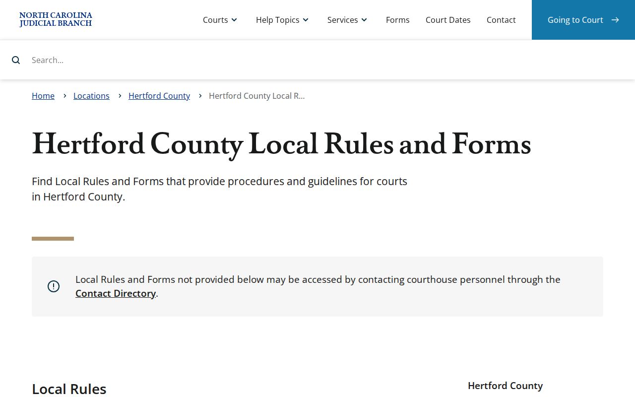 Hertford County local rules and forms source page