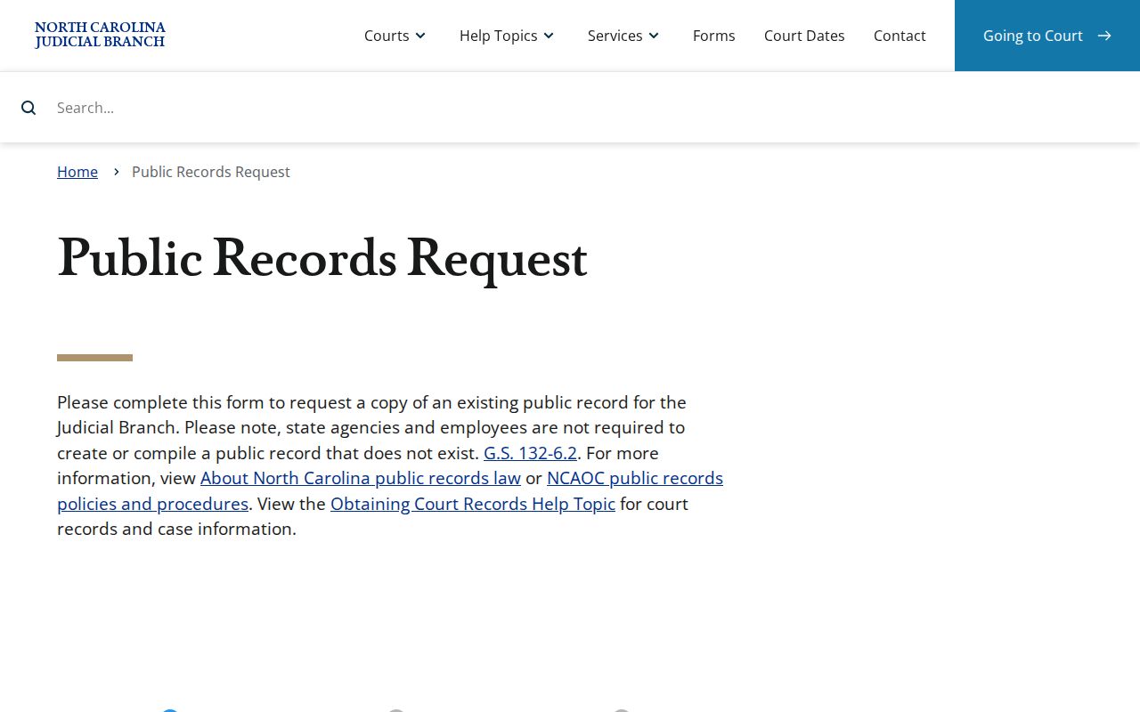 Hertford County court case records administrative public-record request form distinction