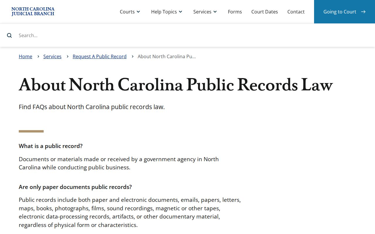 Hertford County court case records public-access and redaction information