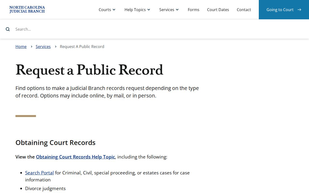 Hertford County court case records request and official court information source