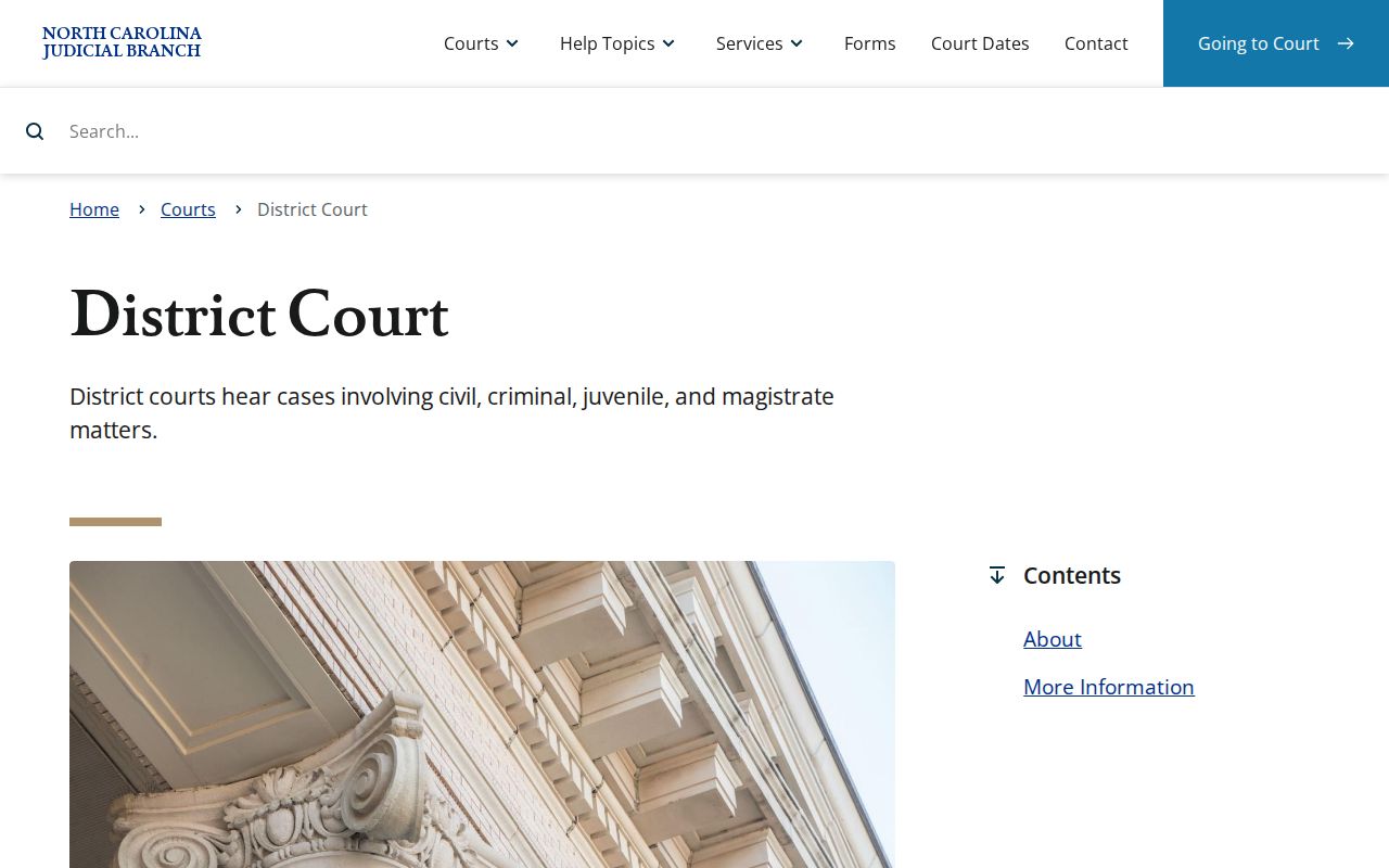North Carolina District Court information relevant to Hertford County criminal dockets