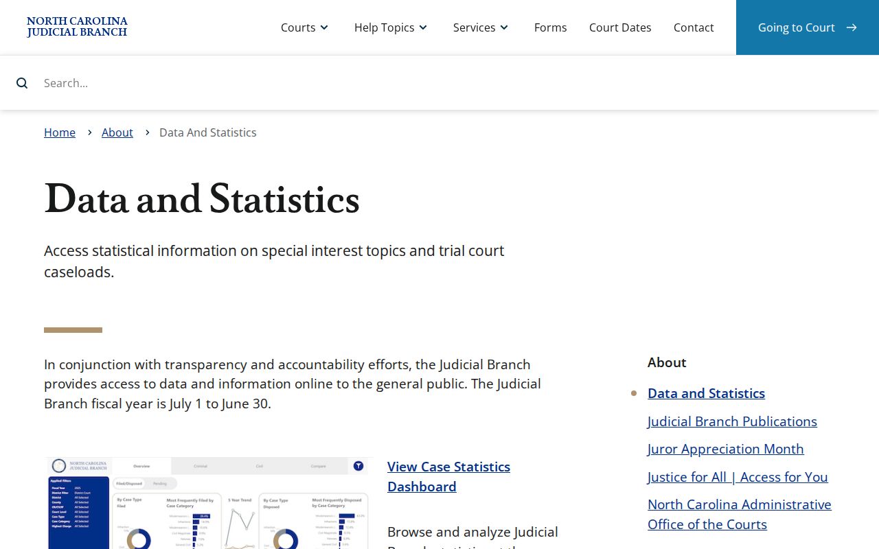 Hertford County court docket data and statistics access
