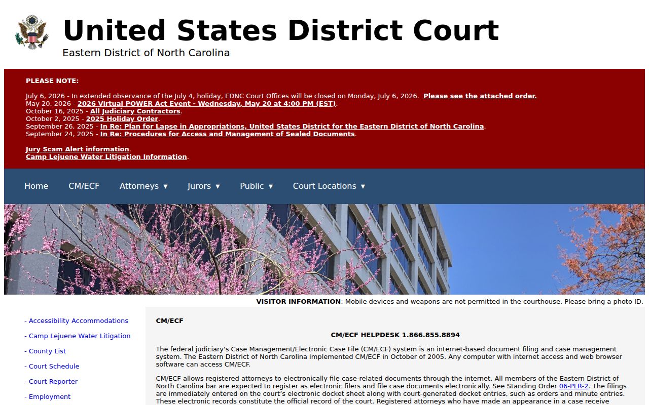 Hertford County court docket federal CM ECF distinction