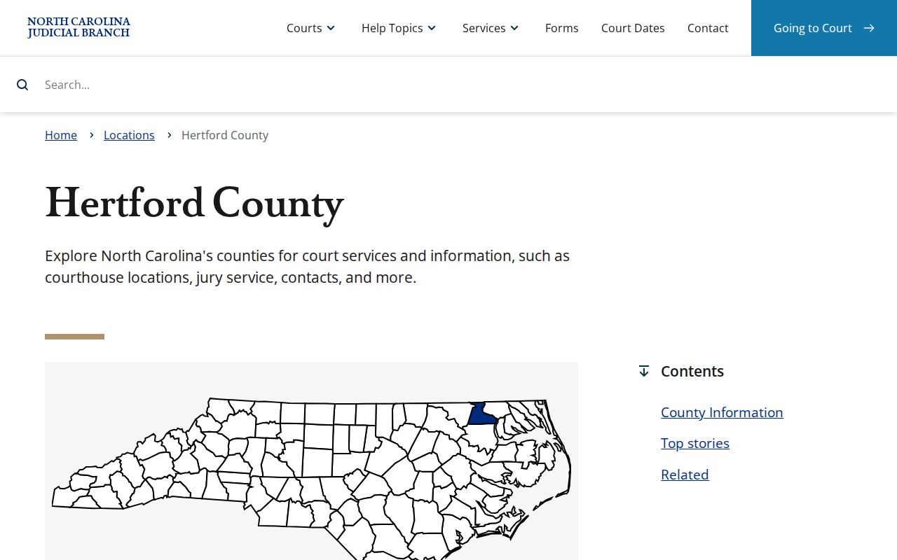 Hertford County court docket official county court landing page