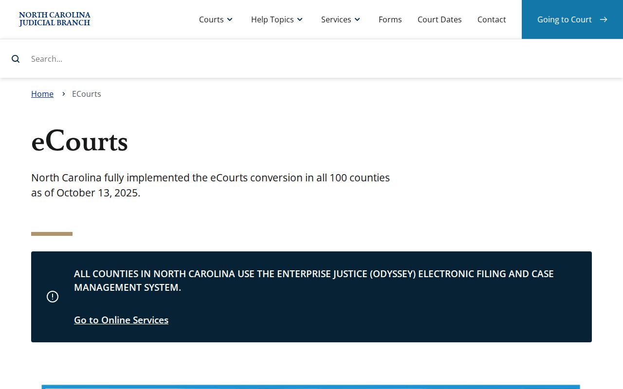 Hertford County court docket eCourts rollout information