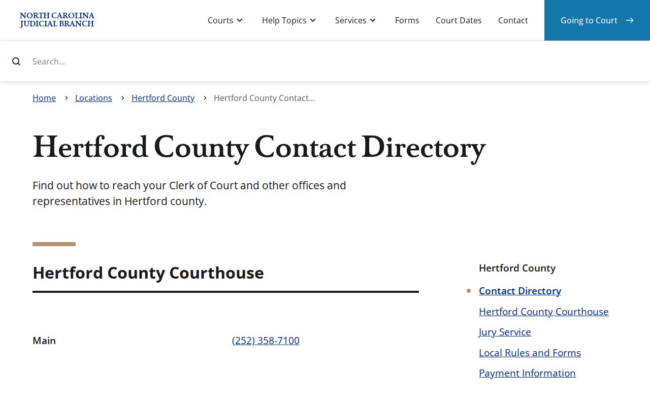 Winton court records official Hertford County court contact directory