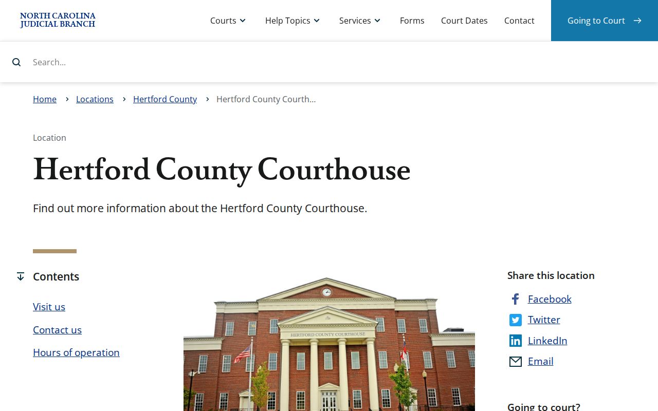 Winton court records access at Hertford County Courthouse